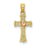 Load image into Gallery viewer, 14K Two-Tone Gold With Heart In Cross Charm Pendant
