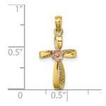 Load image into Gallery viewer, 14K Two-Tone Gold Twisted Cross With Heart Charm Pendant
