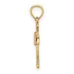 Load image into Gallery viewer, 14K Two-Tone Gold Cross With Flower Charm Pendant
