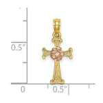 Load image into Gallery viewer, 14K Two-Tone Gold Cross With Flower Charm Pendant

