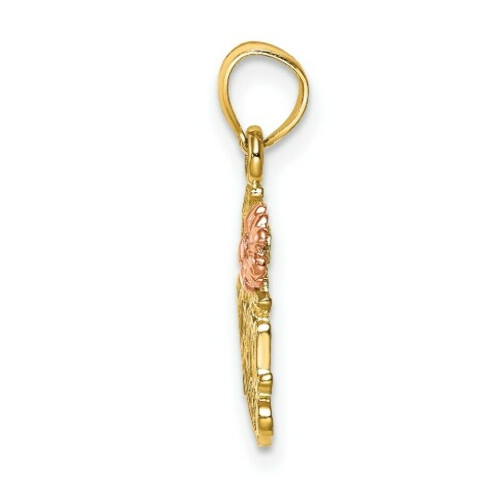 14K Two-Tone Gold #1 MOM With Flower Charm Pendant