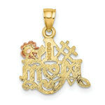 Load image into Gallery viewer, 14K Two-Tone Gold #1 MOM With Flower Charm Pendant

