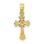 Load image into Gallery viewer, 14K Two-Tone Gold Cross With Small Flower Charm Pendant
