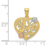 Load image into Gallery viewer, 14K Tri-Color Gold #1 SISTER On Heart With Flowers Charm Pendant
