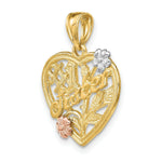 Load image into Gallery viewer, 14K Tri-Color Gold #1 SISTER On Heart With Flowers Charm Pendant
