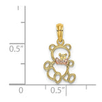 Load image into Gallery viewer, 14K Two-Tone Gold TEDDY BEAR With Bow Tie Charm Pendant
