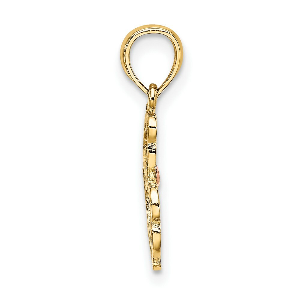 14K Two-Tone Gold TEDDY BEAR With Bow Tie Charm Pendant