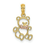 Load image into Gallery viewer, 14K Two-Tone Gold TEDDY BEAR With Bow Tie Charm Pendant
