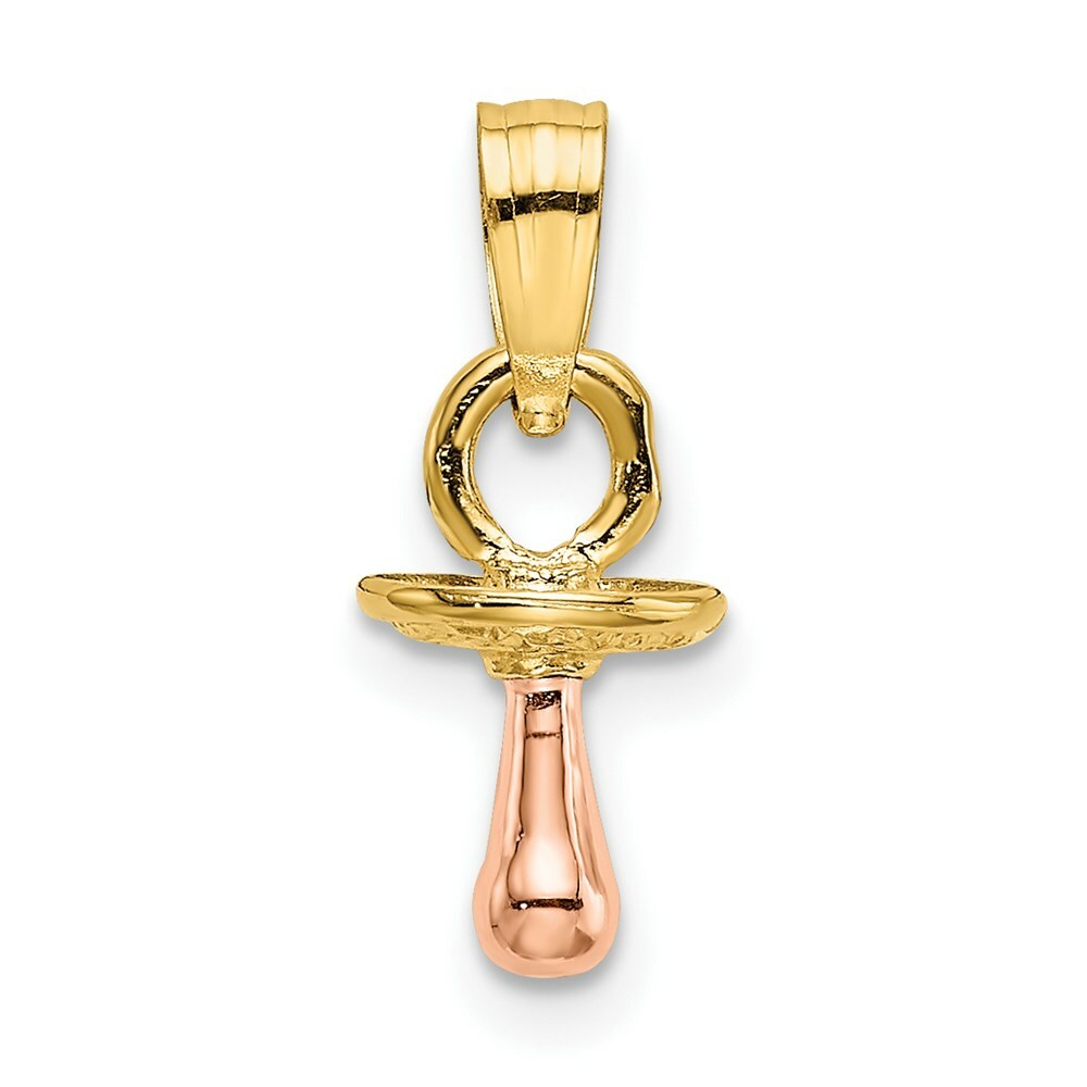 14K Two-Tone Gold 3-D Pacifier Charm Pendant