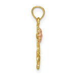 Load image into Gallery viewer, 14K Two-Tone Gold Dog Holding Flower Charm Pendant
