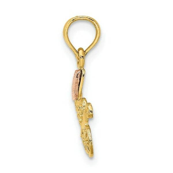 14K Two-Tone Gold BABY STROLLER With Visor Charm Pendant