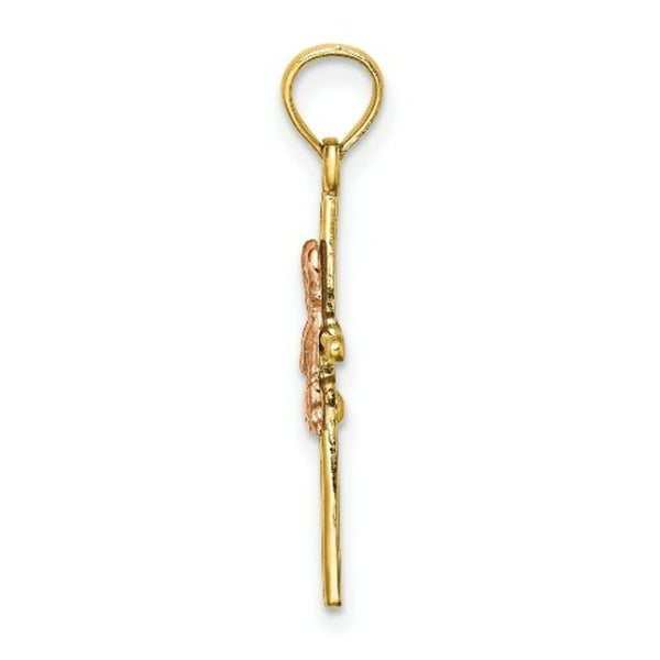 14K Two-Tone Gold & 2-D Boy On Cross Charm Pendant