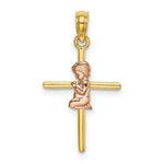 Load image into Gallery viewer, 14K Two-Tone Gold &amp; 2-D Boy On Cross Charm Pendant
