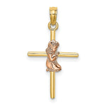 Load image into Gallery viewer, 14K Two-Tone Gold &amp; 2-D Girl On Cross Charm Pendant
