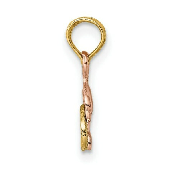 14K Rose Gold Dolphin & Wave Charm Pendant