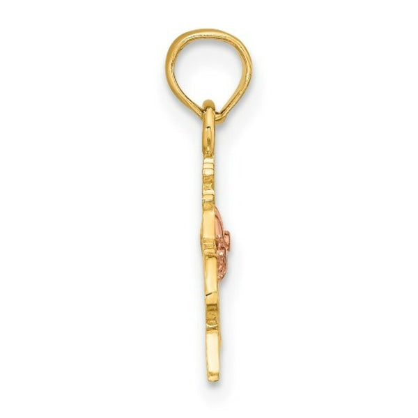14K Two-Tone Gold #1 GRANDDAUGHTER With Flowers Charm Pendant