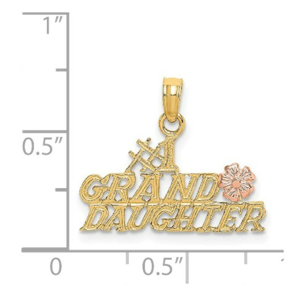 14K Two-Tone Gold #1 GRANDDAUGHTER With Flowers Charm Pendant