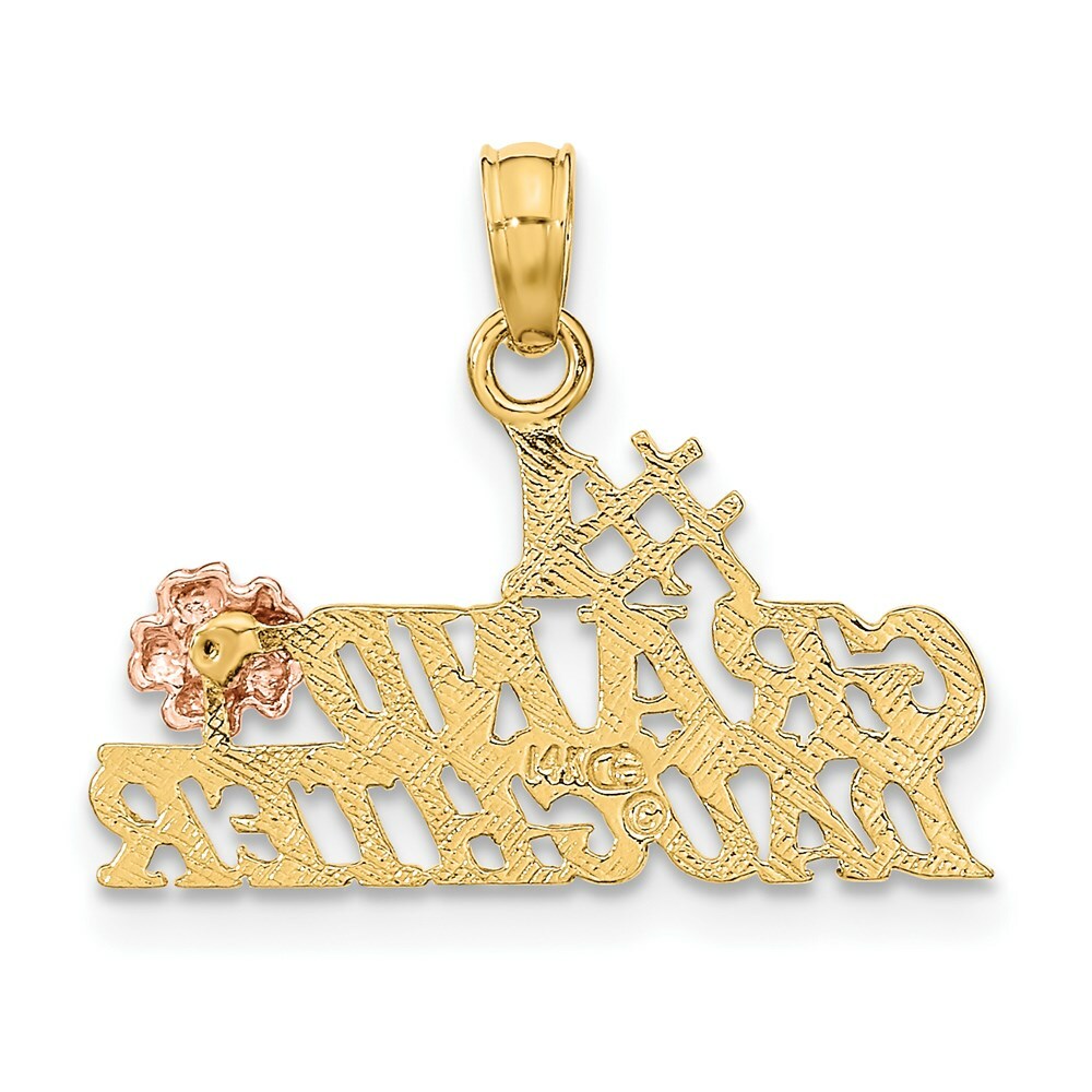 14K Two-Tone Gold #1 GRANDDAUGHTER With Flowers Charm Pendant