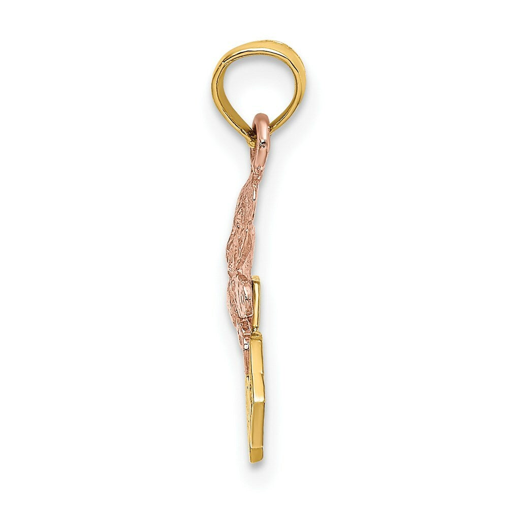 14K Two-Tone Gold Teddy Bear With ABC Blocks Charm Pendant