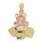 Load image into Gallery viewer, 14K Two-Tone Gold Teddy Bear With ABC Blocks Charm Pendant
