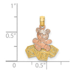 Load image into Gallery viewer, 14K Two-Tone Gold Teddy Bear With ABC Blocks Charm Pendant
