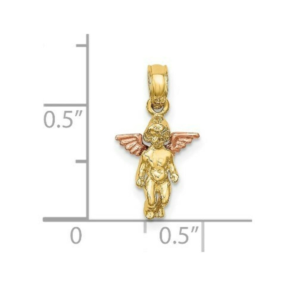 14K Two-Tone Gold 3-D Mini Guardian Angel Charm Pendant