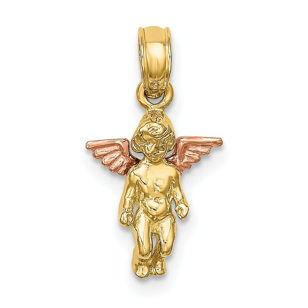 14K Two-Tone Gold 3-D Mini Guardian Angel Charm Pendant