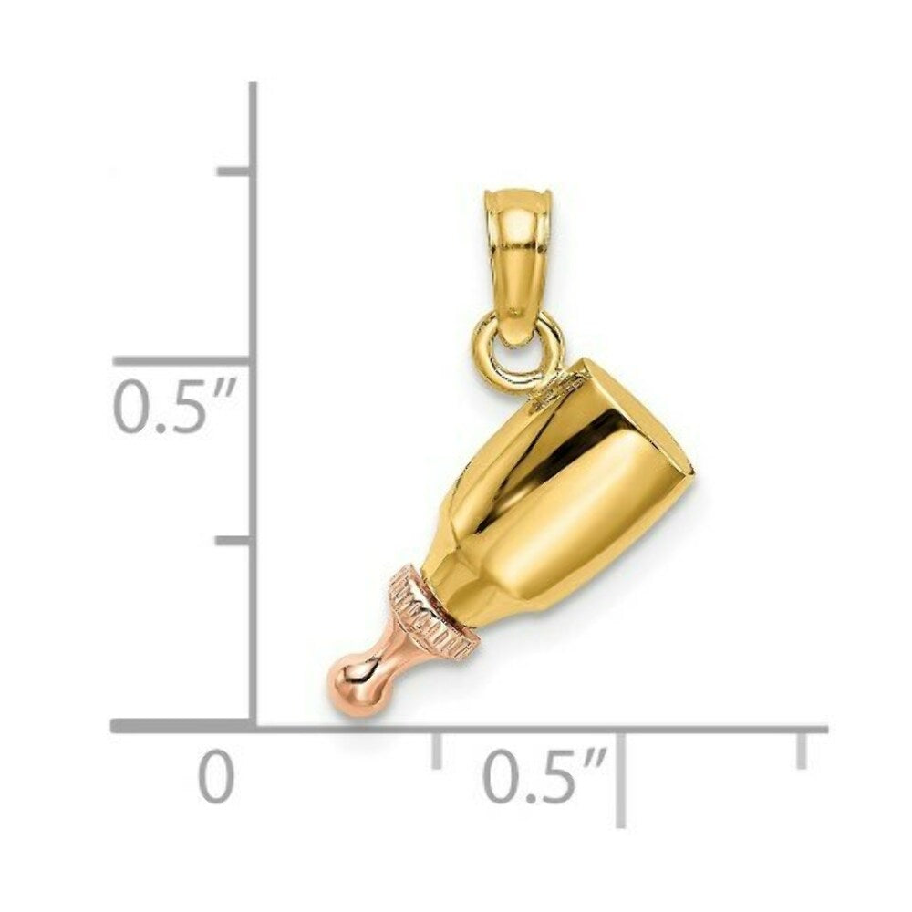 14K Two-Tone Gold BABY BOTTLE Charm Pendant