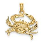 Load image into Gallery viewer, 14K Yellow Gold with White Rhodium Charm Pendant Blue Crab Charm Pendant
