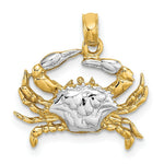 Load image into Gallery viewer, 14K Yellow Gold with White Rhodium Charm Pendant Blue Crab Charm Pendant
