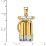 Load image into Gallery viewer, 14K Two-tone Gold 3-D DOUBLE Scuba Tanks With Air Hose Charm Pendant
