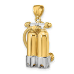 Load image into Gallery viewer, 14K Two-tone Gold 3-D DOUBLE Scuba Tanks With Air Hose Charm Pendant
