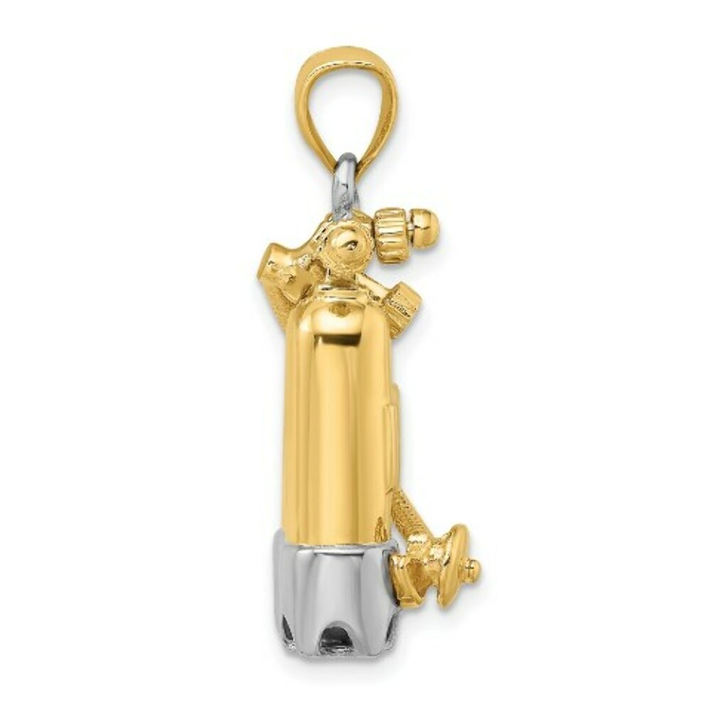 14K Two-tone Gold 3-D DOUBLE Scuba Tanks With Air Hose Charm Pendant