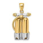 Load image into Gallery viewer, 14K Two-tone Gold 3-D DOUBLE Scuba Tanks With Air Hose Charm Pendant
