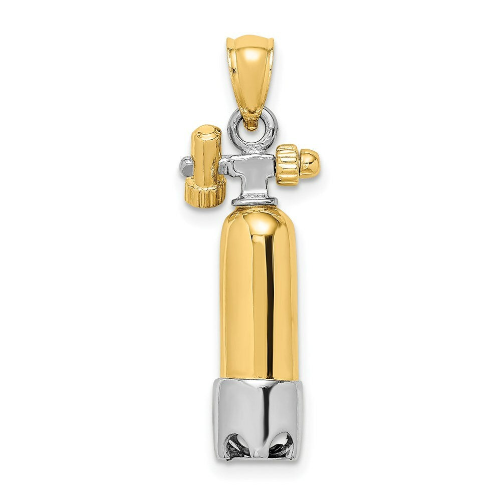 14K Two-tone Gold 3-D Single Scuba Tank Charm Pendant