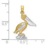 Load image into Gallery viewer, 14K Two-tone Gold 2-D Standing Pelican Charm Pendant
