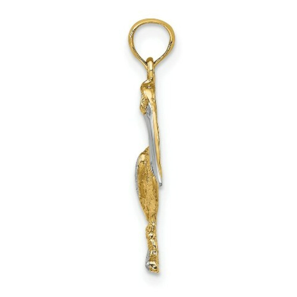 14K Two-tone Gold 2-D Standing Pelican Charm Pendant