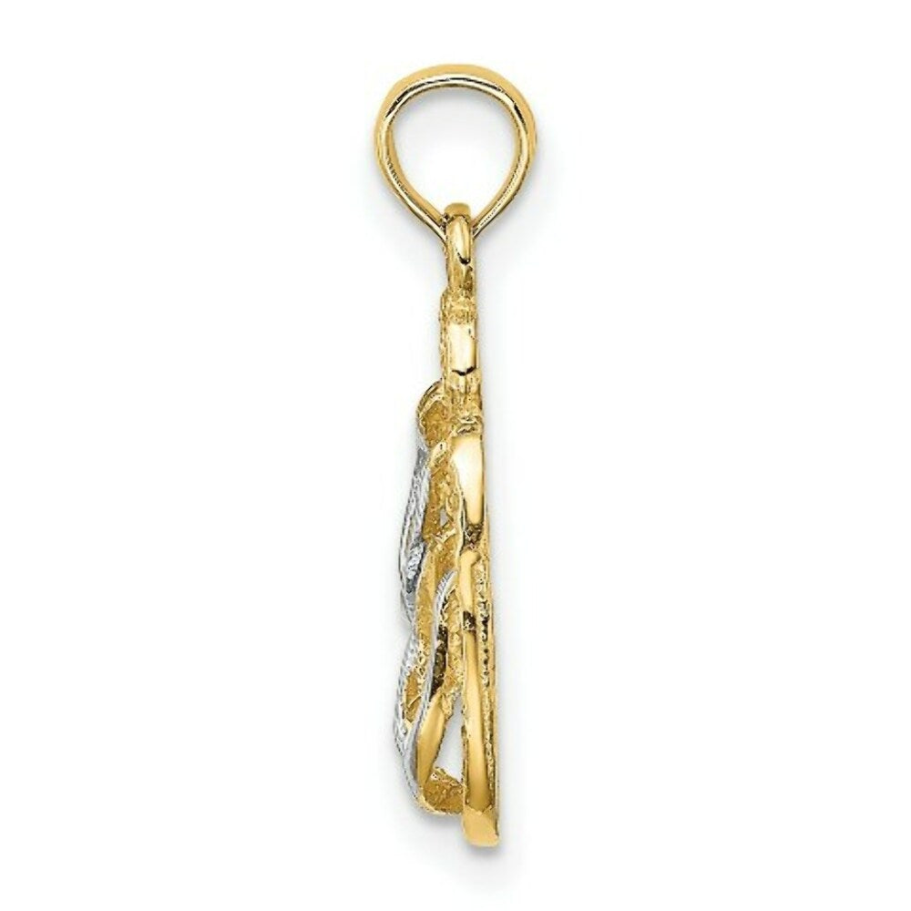 14K Yellow Gold and White Rhodium SANIBEL ISLAND Double Flip Fop Charm Pendant