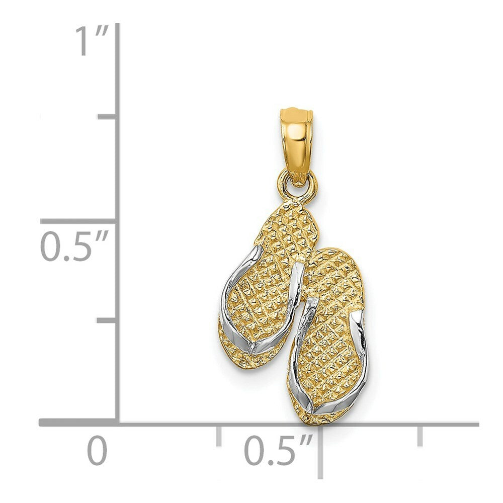 14K Yellow Gold and White Rhodium SANIBEL ISLAND Double Flip Fop Charm Pendant