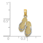 Load image into Gallery viewer, 14K Yellow Gold and White Rhodium SANIBEL ISLAND Double Flip Fop Charm Pendant
