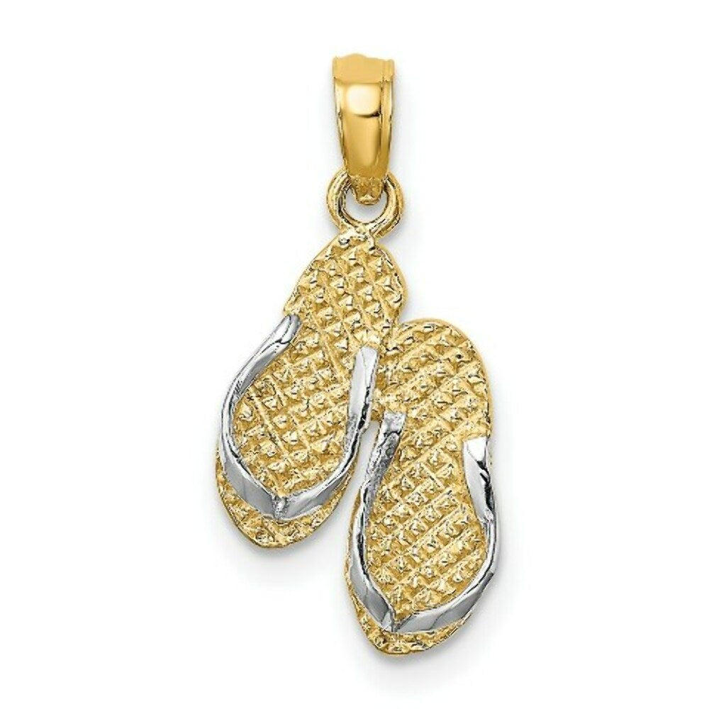 14K Yellow Gold and White Rhodium SANIBEL ISLAND Double Flip Fop Charm Pendant