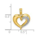Load image into Gallery viewer, 14K Yellow Gold with White Rhodium Polished with Textured Heart Charm Pendant
