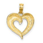 Load image into Gallery viewer, 14K Yellow Gold with White Rhodium Polished with Textured Heart Charm Pendant
