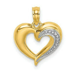 Load image into Gallery viewer, 14K Yellow Gold with White Rhodium Polished with Textured Heart Charm Pendant
