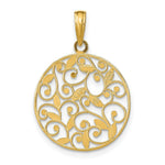 Load image into Gallery viewer, 14K Yellow Gold with White Rhodium Diamond-cut Filigree Round Charm Pendant
