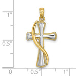 Load image into Gallery viewer, 14K Yellow Gold with White Rhodium Drape Over Cross Charm Pendant
