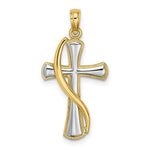 Load image into Gallery viewer, 14K Yellow Gold with White Rhodium Drape Over Cross Charm Pendant
