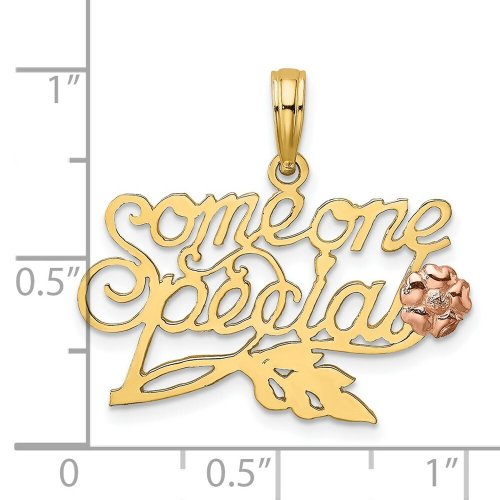 14K Two-Tone Gold Someone Special With Flower Charm Pendant