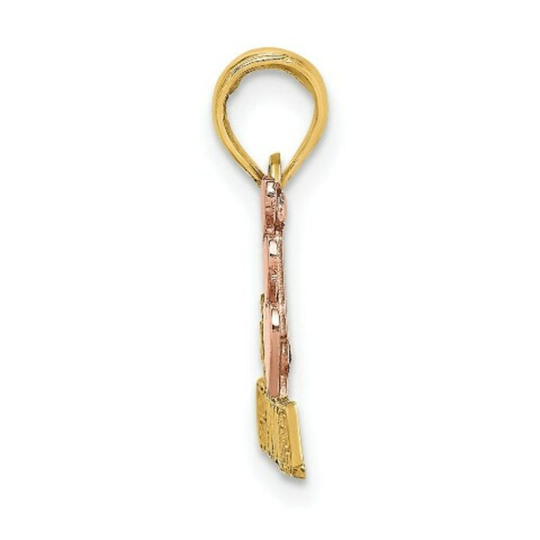 14K Two-Tone Gold #1 GRANDMA With Three Hearts Charm Pendant