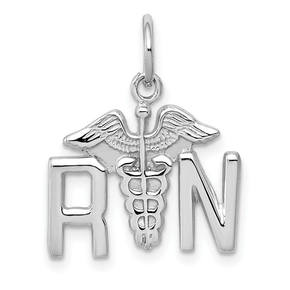 14K White Gold RN Registered Nurse Charm